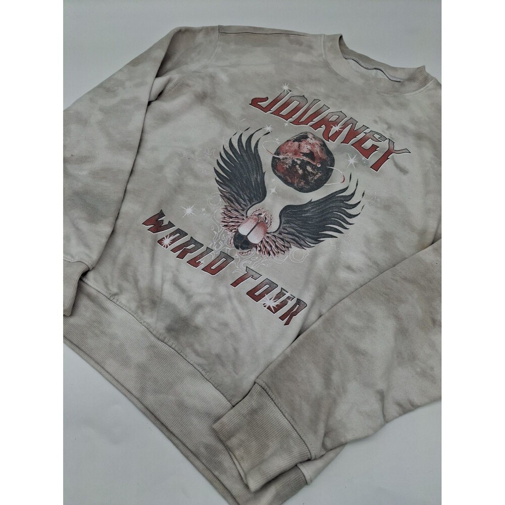 Journey World Tour Eagle Graphic Pullover Band Rock Pullover Sweatshirt Beige XS